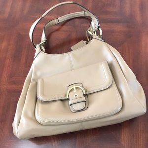 Coach leather bag in light tan color